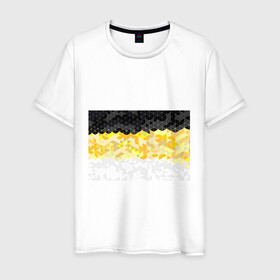 Мужская футболка хлопок с принтом Имперский флаг России 1858 в Тюмени, 100% хлопок | прямой крой, круглый вырез горловины, длина до линии бедер, слегка спущенное плечо. | белый | гербовый флаг российской империи | желтый | золотой | имперский флаг | российская империя | флаг россии | черный | черный желтый белый | я русский