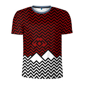 Мужская футболка 3D спортивная с принтом Твин Пикс. Минимализм в Тюмени, 100% полиэстер с улучшенными характеристиками | приталенный силуэт, круглая горловина, широкие плечи, сужается к линии бедра | peaks | twin | twin peaks | горы | лес | сериал | сова | узор