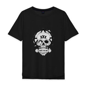 Мужская футболка хлопок Oversize с принтом Skate or die в Тюмени, 100% хлопок | свободный крой, круглый ворот, “спинка” длиннее передней части | 