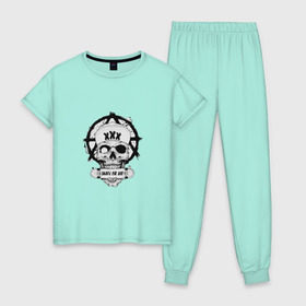 Женская пижама хлопок с принтом Skate or die в Тюмени, 100% хлопок | брюки и футболка прямого кроя, без карманов, на брюках мягкая резинка на поясе и по низу штанин | 