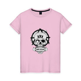 Женская футболка хлопок с принтом Skate or die в Тюмени, 100% хлопок | прямой крой, круглый вырез горловины, длина до линии бедер, слегка спущенное плечо | 