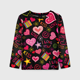 Детский лонгслив 3D с принтом Love в Тюмени, 100% полиэстер | длинные рукава, круглый вырез горловины, полуприлегающий силуэт
 | kiss | love | звезды | любовь | подарок | поцелуй | сердце | цветы