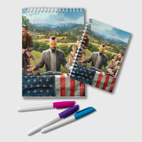 Блокнот с принтом Far Cry 5 в Тюмени, 100% бумага | 48 листов, плотность листов — 60 г/м2, плотность картонной обложки — 250 г/м2. Листы скреплены удобной пружинной спиралью. Цвет линий — светло-серый
 | Тематика изображения на принте: farcry | фар край | фаркрай