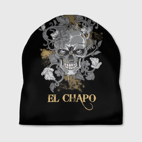 Шапка 3D с принтом El Chapo в Тюмени, 100% полиэстер | универсальный размер, печать по всей поверхности изделия | el chapo | глаза | скелет | тату | цветы | череп