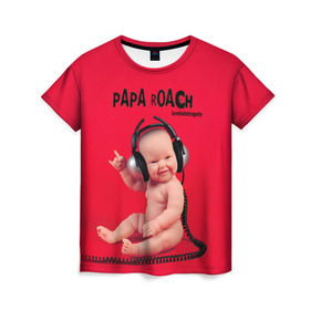 Женская футболка 3D с принтом Paparoach 7 в Тюмени, 100% полиэфир ( синтетическое хлопкоподобное полотно) | прямой крой, круглый вырез горловины, длина до линии бедер | papa roach | roach | папа роач | папароач | папароч | роач | роч