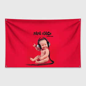 Флаг-баннер с принтом Paparoach 7 в Тюмени, 100% полиэстер | размер 67 х 109 см, плотность ткани — 95 г/м2; по краям флага есть четыре люверса для крепления | papa roach | roach | папа роач | папароач | папароч | роач | роч