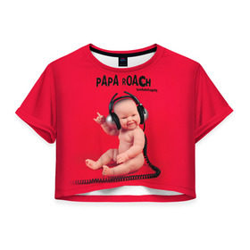 Женская футболка 3D укороченная с принтом Paparoach 7 в Тюмени, 100% полиэстер | круглая горловина, длина футболки до линии талии, рукава с отворотами | papa roach | roach | папа роач | папароач | папароч | роач | роч