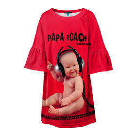 Детское платье 3D с принтом Paparoach 7 в Тюмени, 100% полиэстер | прямой силуэт, чуть расширенный к низу. Круглая горловина, на рукавах — воланы | papa roach | roach | папа роач | папароач | папароч | роач | роч