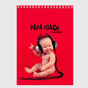 Скетчбук с принтом Paparoach 7 в Тюмени, 100% бумага
 | 48 листов, плотность листов — 100 г/м2, плотность картонной обложки — 250 г/м2. Листы скреплены сверху удобной пружинной спиралью | Тематика изображения на принте: papa roach | roach | папа роач | папароач | папароч | роач | роч