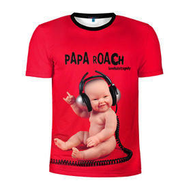 Мужская футболка 3D спортивная с принтом Paparoach 7 в Тюмени, 100% полиэстер с улучшенными характеристиками | приталенный силуэт, круглая горловина, широкие плечи, сужается к линии бедра | Тематика изображения на принте: papa roach | roach | папа роач | папароач | папароч | роач | роч
