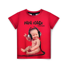 Детская футболка 3D с принтом Paparoach 7 в Тюмени, 100% гипоаллергенный полиэфир | прямой крой, круглый вырез горловины, длина до линии бедер, чуть спущенное плечо, ткань немного тянется | papa roach | roach | папа роач | папароач | папароч | роач | роч