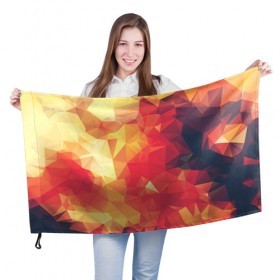 Флаг 3D с принтом Низкополигональная текстура в Тюмени, 100% полиэстер | плотность ткани — 95 г/м2, размер — 67 х 109 см. Принт наносится с одной стороны | lowpoly | желтый красный | оранжевый | полигон | полигоны | текстура