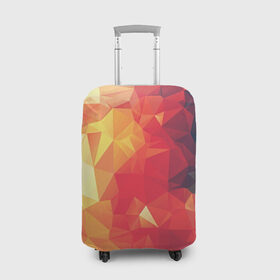 Чехол для чемодана 3D с принтом Низкополигональная текстура в Тюмени, 86% полиэфир, 14% спандекс | двустороннее нанесение принта, прорези для ручек и колес | lowpoly | желтый красный | оранжевый | полигон | полигоны | текстура
