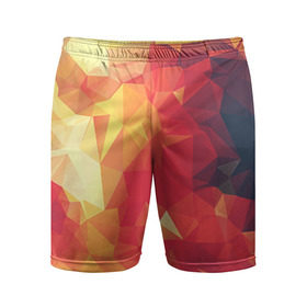 Мужские шорты 3D спортивные с принтом Низкополигональная текстура в Тюмени,  |  | Тематика изображения на принте: lowpoly | желтый красный | оранжевый | полигон | полигоны | текстура