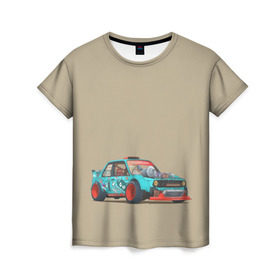 Женская футболка 3D с принтом Гонка 2 в Тюмени, 100% полиэфир ( синтетическое хлопкоподобное полотно) | прямой крой, круглый вырез горловины, длина до линии бедер | драг | дрифт | корч | тачила | тачка
