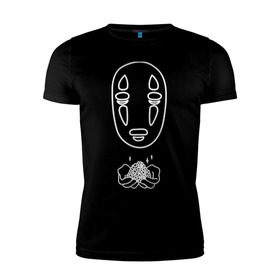 Мужская футболка премиум с принтом безликий в Тюмени, 92% хлопок, 8% лайкра | приталенный силуэт, круглый вырез ворота, длина до линии бедра, короткий рукав | Тематика изображения на принте: anime | ghost | унесённые призраками