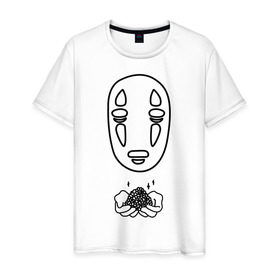 Мужская футболка хлопок с принтом безликий в Тюмени, 100% хлопок | прямой крой, круглый вырез горловины, длина до линии бедер, слегка спущенное плечо. | anime | ghost | унесённые призраками