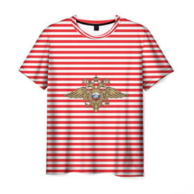 Мужская футболка 3D с принтом Тельняшка ВВ и герб МВД в Тюмени, 100% полиэфир | прямой крой, круглый вырез горловины, длина до линии бедер | красный | мвд | омон | спецназ