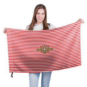 Флаг 3D с принтом Тельняшка ВВ и герб МВД в Тюмени, 100% полиэстер | плотность ткани — 95 г/м2, размер — 67 х 109 см. Принт наносится с одной стороны | красный | мвд | омон | спецназ