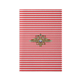 Обложка для паспорта матовая кожа с принтом Тельняшка ВВ и герб МВД в Тюмени, натуральная матовая кожа | размер 19,3 х 13,7 см; прозрачные пластиковые крепления | красный | мвд | омон | спецназ
