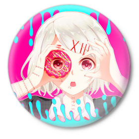 Значок с принтом Juuzou Suzuya в Тюмени,  металл | круглая форма, металлическая застежка в виде булавки | anime | ghoul | tokyo | tokyo ghoul | гуль | джузо сузуя
