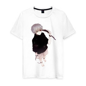 Мужская футболка хлопок с принтом Канеки в Тюмени, 100% хлопок | прямой крой, круглый вырез горловины, длина до линии бедер, слегка спущенное плечо. | tokyo ghoul | typical uta | канеки | конеки | токийский гуль | ута