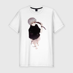 Мужская футболка премиум с принтом Канеки в Тюмени, 92% хлопок, 8% лайкра | приталенный силуэт, круглый вырез ворота, длина до линии бедра, короткий рукав | tokyo ghoul | typical uta | канеки | конеки | токийский гуль | ута