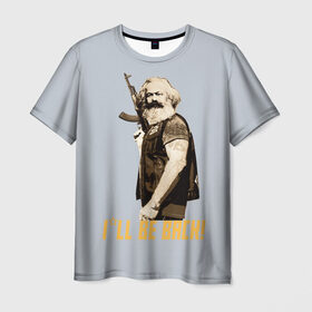 Мужская футболка 3D с принтом Карл Маркс в Тюмени, 100% полиэфир | прямой крой, круглый вырез горловины, длина до линии бедер | Тематика изображения на принте: карл | маркс | о.м.с.к. | революция | сссркапитал