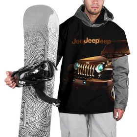Накидка на куртку 3D с принтом Jeep в Тюмени, 100% полиэстер |  | brand | car | chrysler | jeep | logo | usa | автомобиль | джип | крайслер | логотип | марка | сша