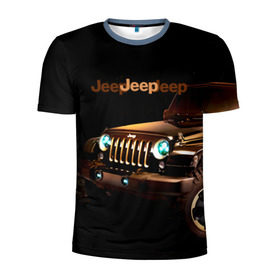 Мужская футболка 3D спортивная с принтом Jeep в Тюмени, 100% полиэстер с улучшенными характеристиками | приталенный силуэт, круглая горловина, широкие плечи, сужается к линии бедра | brand | car | chrysler | jeep | logo | usa | автомобиль | джип | крайслер | логотип | марка | сша