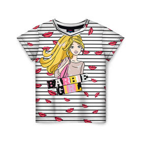 Детская футболка 3D с принтом Барби 8 в Тюмени, 100% гипоаллергенный полиэфир | прямой крой, круглый вырез горловины, длина до линии бедер, чуть спущенное плечо, ткань немного тянется | barbie | барби | девочка | девушка | кукла