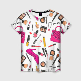 Женская футболка 3D с принтом Барби 9 в Тюмени, 100% полиэфир ( синтетическое хлопкоподобное полотно) | прямой крой, круглый вырез горловины, длина до линии бедер | barbie | барби | девочка | девушка | кукла