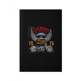 Обложка для паспорта матовая кожа с принтом Мото 1976 в Тюмени, натуральная матовая кожа | размер 19,3 х 13,7 см; прозрачные пластиковые крепления | 3d | legendary riders | riders | rock | авто | автомобильные | гонщик | дорога | колеса | крылья | мото | мотоциклы | рок
