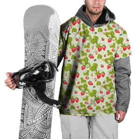 Накидка на куртку 3D с принтом Клубничка в Тюмени, 100% полиэстер |  | Тематика изображения на принте: клубника | орнамент | природа | пчела | узор | цветы | ягода