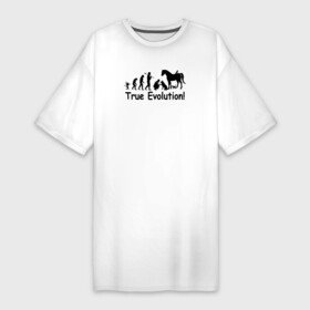 Платье-футболка хлопок с принтом Настоящая эволюция в Тюмени,  |  | Тематика изображения на принте: ветеринар | ветеринария | ветеринарный врач | кошка | лошадь | собака | эволюция
