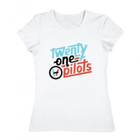 Женская футболка хлопок с принтом Twenty One Pilots в Тюмени, 100% хлопок | прямой крой, круглый вырез горловины, длина до линии бедер, слегка спущенное плечо | twenty one pilots