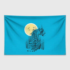 Флаг-баннер с принтом тигр в Тюмени, 100% полиэстер | размер 67 х 109 см, плотность ткани — 95 г/м2; по краям флага есть четыре люверса для крепления | арт | бамбук | восток | графика | живопись | китай | луна | небо | ночь | полосы | птицы | рисунок | творчество | хищник | япония