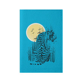 Обложка для паспорта матовая кожа с принтом тигр в Тюмени, натуральная матовая кожа | размер 19,3 х 13,7 см; прозрачные пластиковые крепления | арт | бамбук | восток | графика | живопись | китай | луна | небо | ночь | полосы | птицы | рисунок | творчество | хищник | япония
