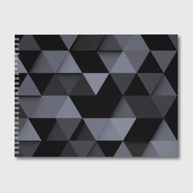 Альбом для рисования с принтом Геометрия в Тюмени, 100% бумага
 | матовая бумага, плотность 200 мг. | Тематика изображения на принте: 3d | abstract | gray | lowpoly | polygon | triangle | абстракция | геометрия | полигоны | треугольники