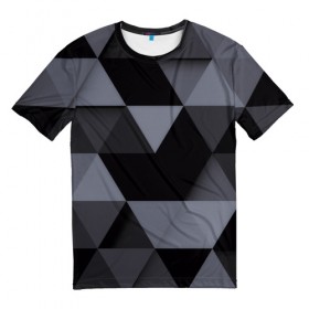 Мужская футболка 3D с принтом Геометрия в Тюмени, 100% полиэфир | прямой крой, круглый вырез горловины, длина до линии бедер | 3d | abstract | gray | lowpoly | polygon | triangle | абстракция | геометрия | полигоны | треугольники
