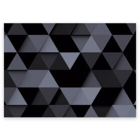 Поздравительная открытка с принтом Геометрия в Тюмени, 100% бумага | плотность бумаги 280 г/м2, матовая, на обратной стороне линовка и место для марки
 | Тематика изображения на принте: 3d | abstract | gray | lowpoly | polygon | triangle | абстракция | геометрия | полигоны | треугольники