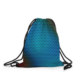 Рюкзак-мешок 3D с принтом object grid в Тюмени, 100% полиэстер | плотность ткани — 200 г/м2, размер — 35 х 45 см; лямки — толстые шнурки, застежка на шнуровке, без карманов и подкладки | dot | абстракция | метал | сетка | текстура