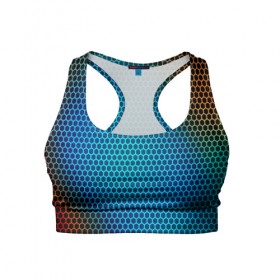 Женский спортивный топ 3D с принтом object grid в Тюмени, 82% полиэстер, 18% спандекс Ткань безопасна для здоровья, позволяет коже дышать, не мнется и не растягивается |  | dot | абстракция | метал | сетка | текстура
