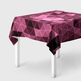 Скатерть 3D с принтом Розовые треугольники в Тюмени, 100% полиэстер (ткань не мнется и не растягивается) | Размер: 150*150 см | abstract | gray | lowpoly | polygon | triangle | абстракция | геометрия | полигоны | треугольники