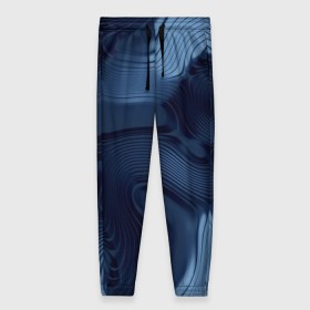 Женские брюки 3D с принтом Lullaby blue в Тюмени, полиэстер 100% | прямой крой, два кармана без застежек по бокам, с мягкой трикотажной резинкой на поясе и по низу штанин. В поясе для дополнительного комфорта — широкие завязки | волны | синий | темный