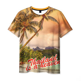 Мужская футболка 3D с принтом Тайланд - это рай в Тюмени, 100% полиэфир | прямой крой, круглый вырез горловины, длина до линии бедер | море | океан | пальмы | тайланд