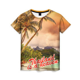 Женская футболка 3D с принтом Тайланд - это рай в Тюмени, 100% полиэфир ( синтетическое хлопкоподобное полотно) | прямой крой, круглый вырез горловины, длина до линии бедер | море | океан | пальмы | тайланд
