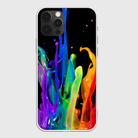 Чехол для iPhone 12 Pro Max с принтом Краски в Тюмени, Силикон |  | background | black | bright | paint | rainbow | spectrum | splash | spray | брызги | всплеск | краски | радуга | спектр | фон | черный | яркие