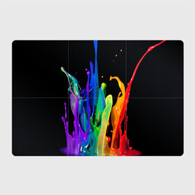 Магнитный плакат 3Х2 с принтом Краски в Тюмени, Полимерный материал с магнитным слоем | 6 деталей размером 9*9 см | background | black | bright | paint | rainbow | spectrum | splash | spray | брызги | всплеск | краски | радуга | спектр | фон | черный | яркие