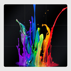Магнитный плакат 3Х3 с принтом Краски в Тюмени, Полимерный материал с магнитным слоем | 9 деталей размером 9*9 см | background | black | bright | paint | rainbow | spectrum | splash | spray | брызги | всплеск | краски | радуга | спектр | фон | черный | яркие